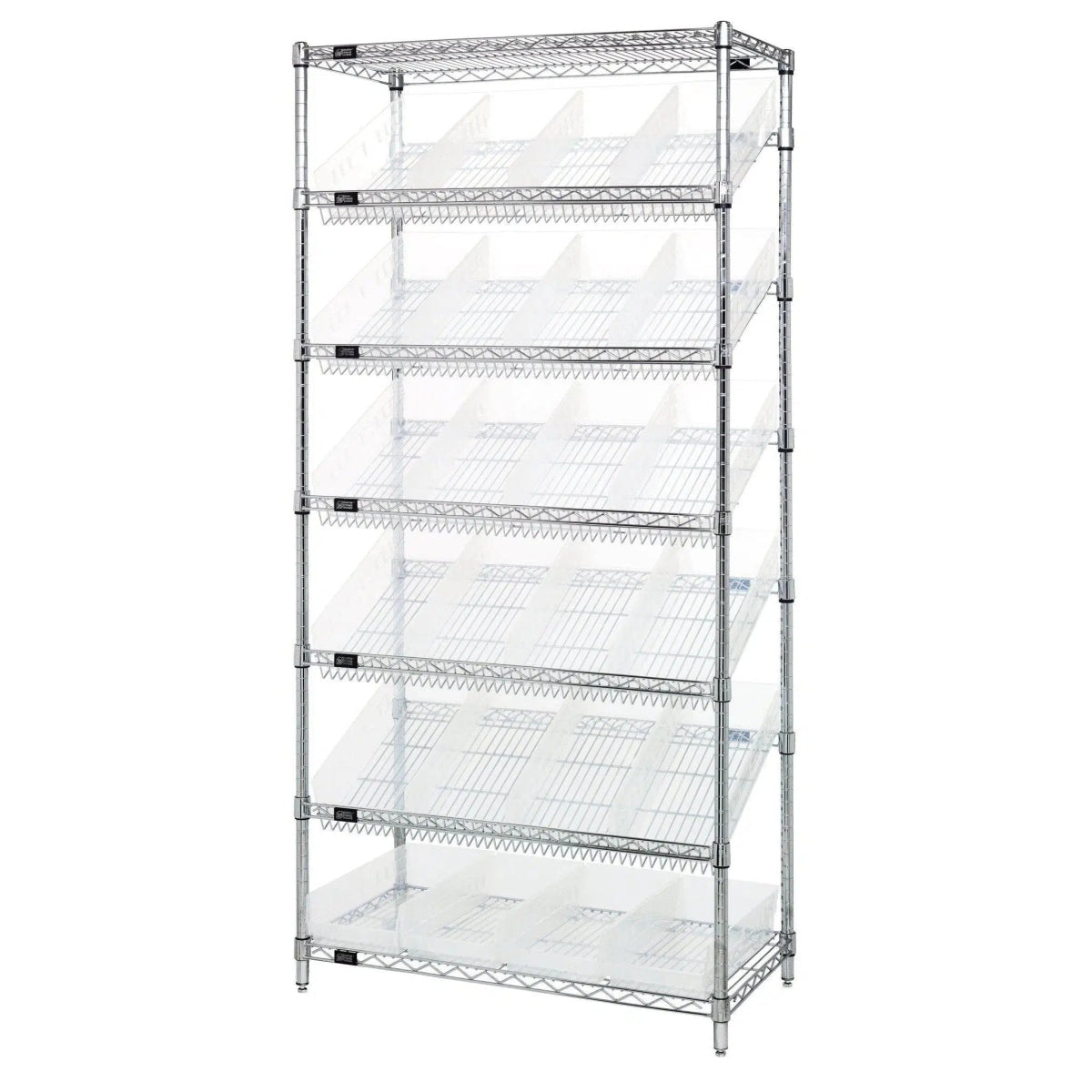 WRS - 7 - 108 | 18" x 36" x 74" Shelving Unit with 24 Bins - Wire Shelving with Bins > 18" - 21" Deep Wire Shelving Units with Bins > Open Front Plastic Bins - Industrial 4 Less