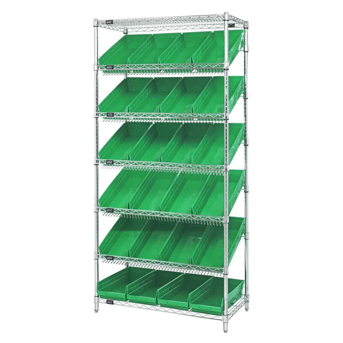 WRS - 7 - 108 | 18" x 36" x 74" Shelving Unit with 24 Bins - Wire Shelving with Bins > 18" - 21" Deep Wire Shelving Units with Bins > Open Front Plastic Bins - Industrial 4 Less