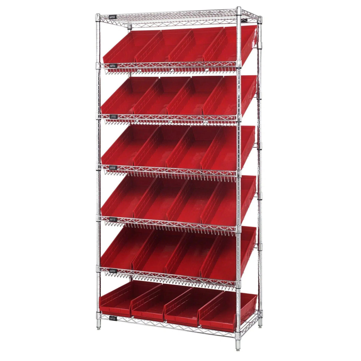 WRS - 7 - 108 | 18" x 36" x 74" Shelving Unit with 24 Bins - Wire Shelving with Bins > 18" - 21" Deep Wire Shelving Units with Bins > Open Front Plastic Bins - Industrial 4 Less