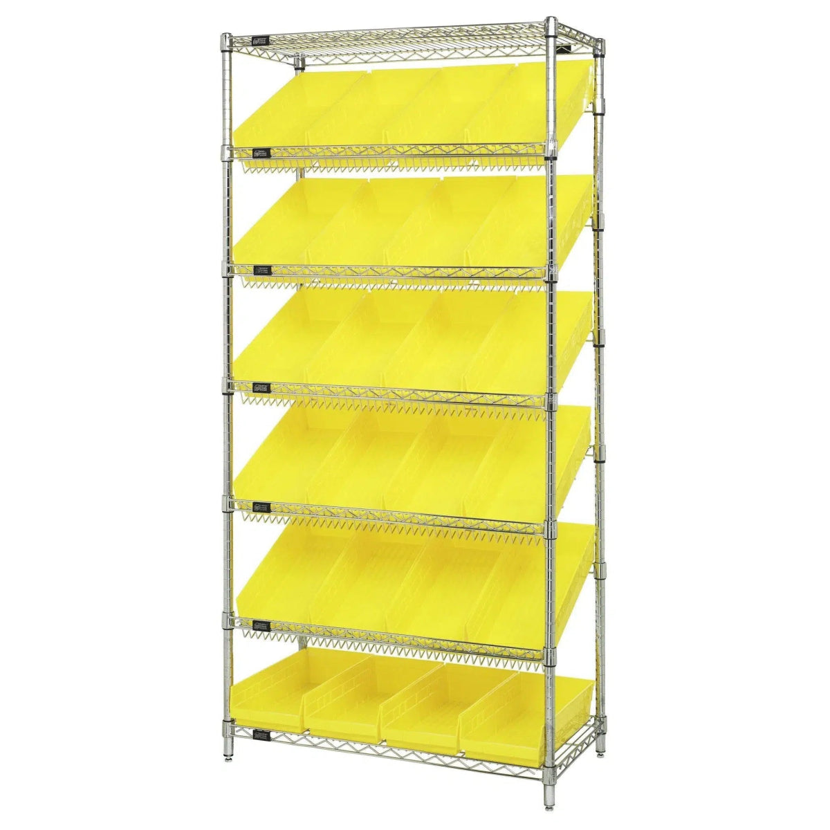 WRS - 7 - 108 | 18" x 36" x 74" Shelving Unit with 24 Bins - Wire Shelving with Bins > 18" - 21" Deep Wire Shelving Units with Bins > Open Front Plastic Bins - Industrial 4 Less