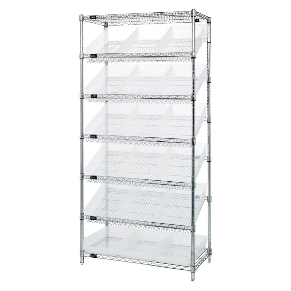 WRS - 7 - 110 | 18" x 36" x 74" Shelving Unit with 18 Bins - Wire Shelving with Bins > 18" - 21" Deep Wire Shelving Units with Bins > Open Front Plastic Bins - Industrial 4 Less