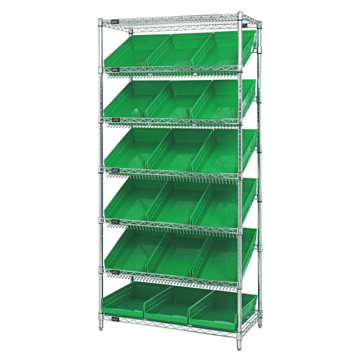 WRS - 7 - 110 | 18" x 36" x 74" Shelving Unit with 18 Bins - Wire Shelving with Bins > 18" - 21" Deep Wire Shelving Units with Bins > Open Front Plastic Bins - Industrial 4 Less