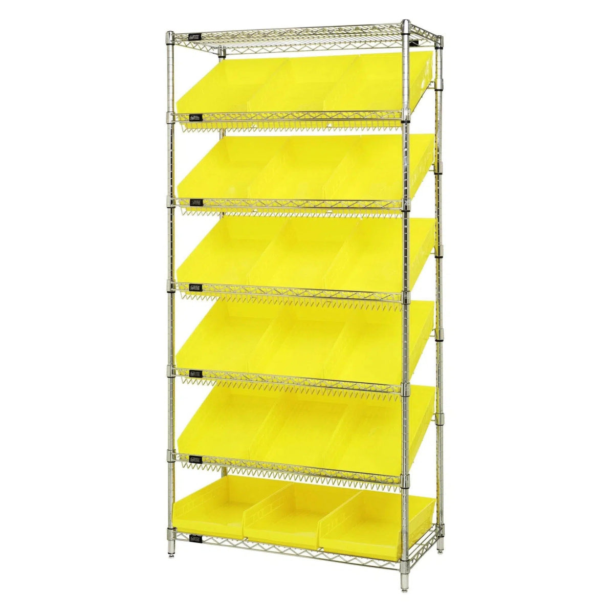 WRS - 7 - 110 | 18" x 36" x 74" Shelving Unit with 18 Bins - Wire Shelving with Bins > 18" - 21" Deep Wire Shelving Units with Bins > Open Front Plastic Bins - Industrial 4 Less