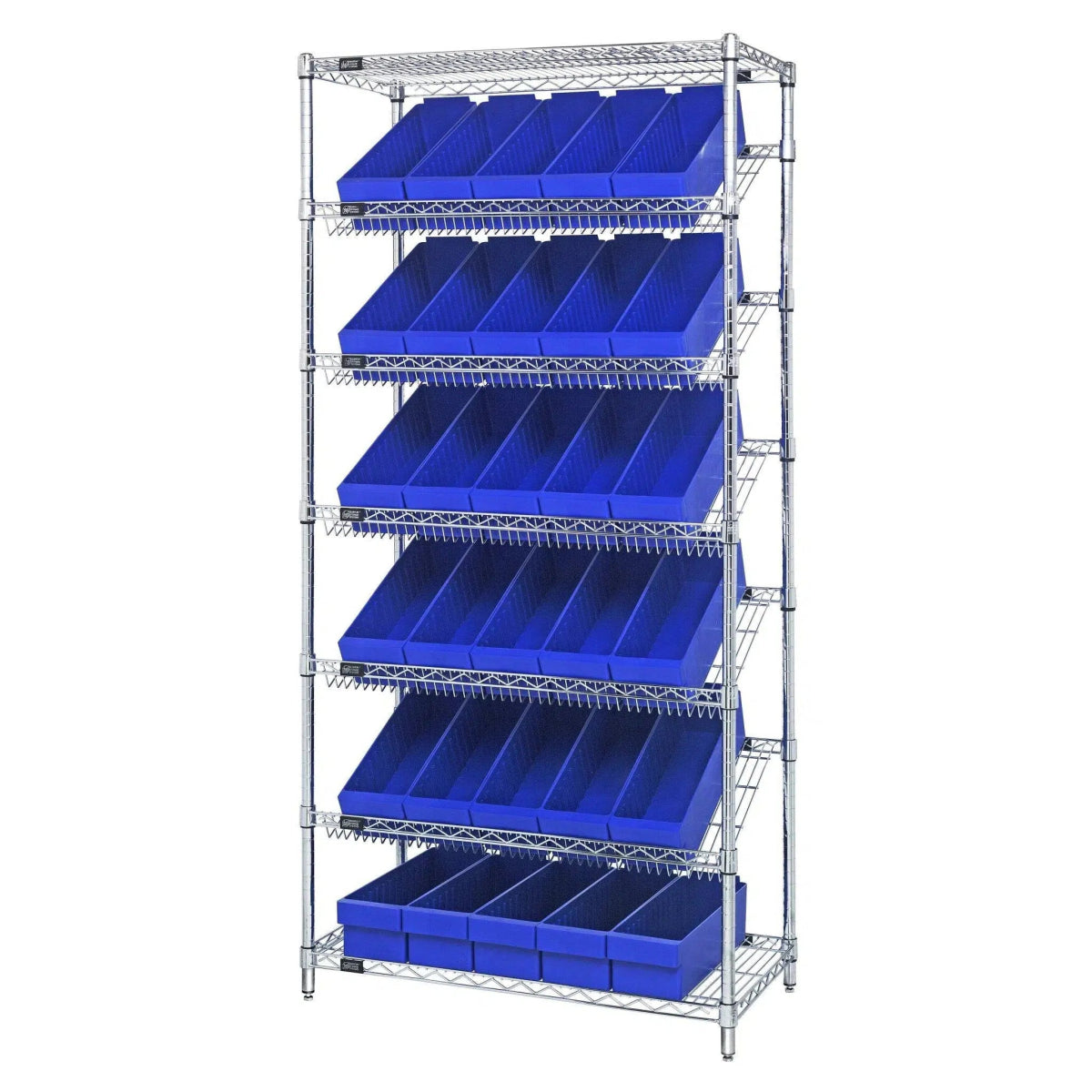 WRS - 7 - 602 | 18" x 36" x 74" Shelving Unit with 30 Bins - Wire Shelving with Bins > 18" - 21" Deep Wire Shelving Units with Bins > Open Front Plastic Bins - Industrial 4 Less