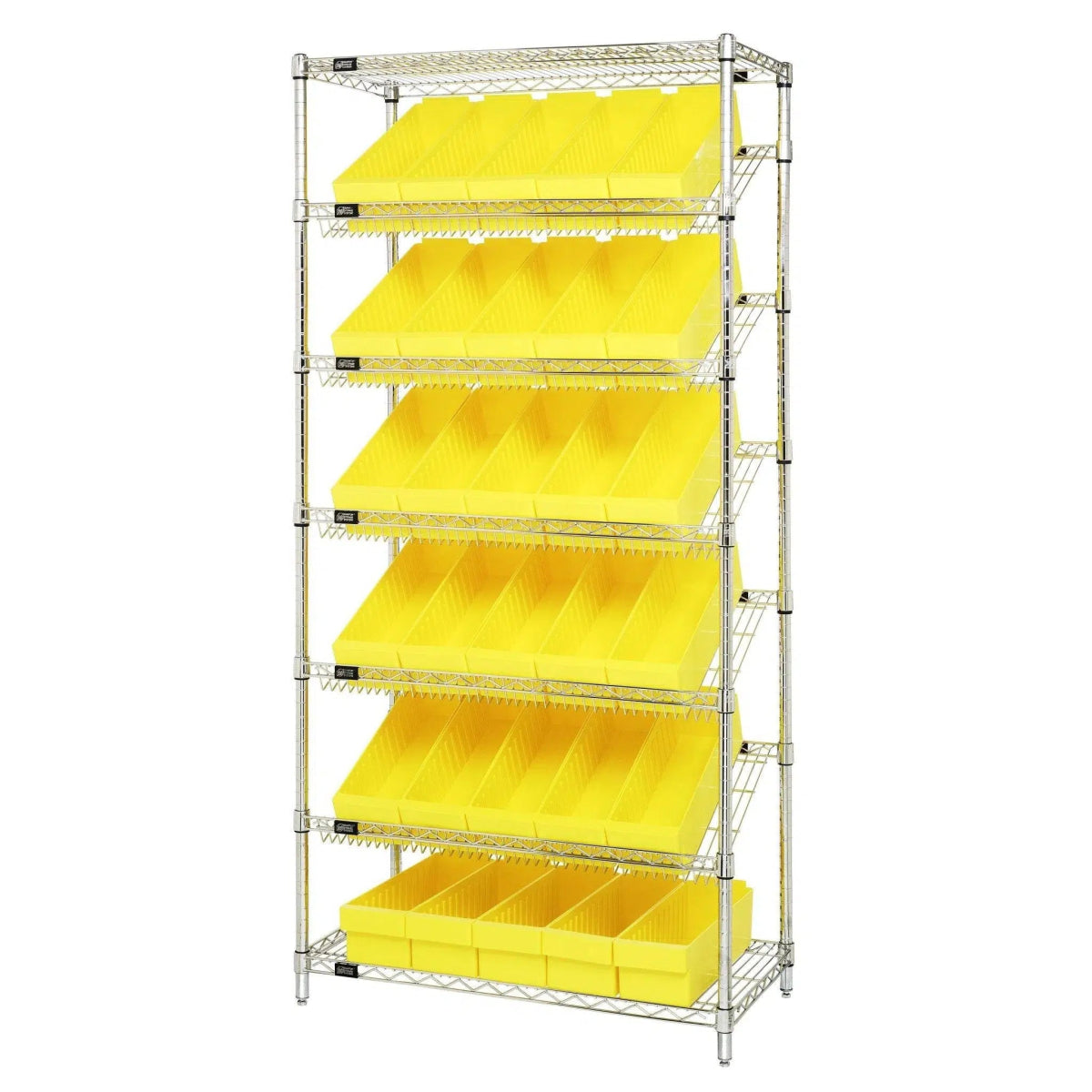 WRS - 7 - 602 | 18" x 36" x 74" Shelving Unit with 30 Bins - Wire Shelving with Bins > 18" - 21" Deep Wire Shelving Units with Bins > Open Front Plastic Bins - Industrial 4 Less