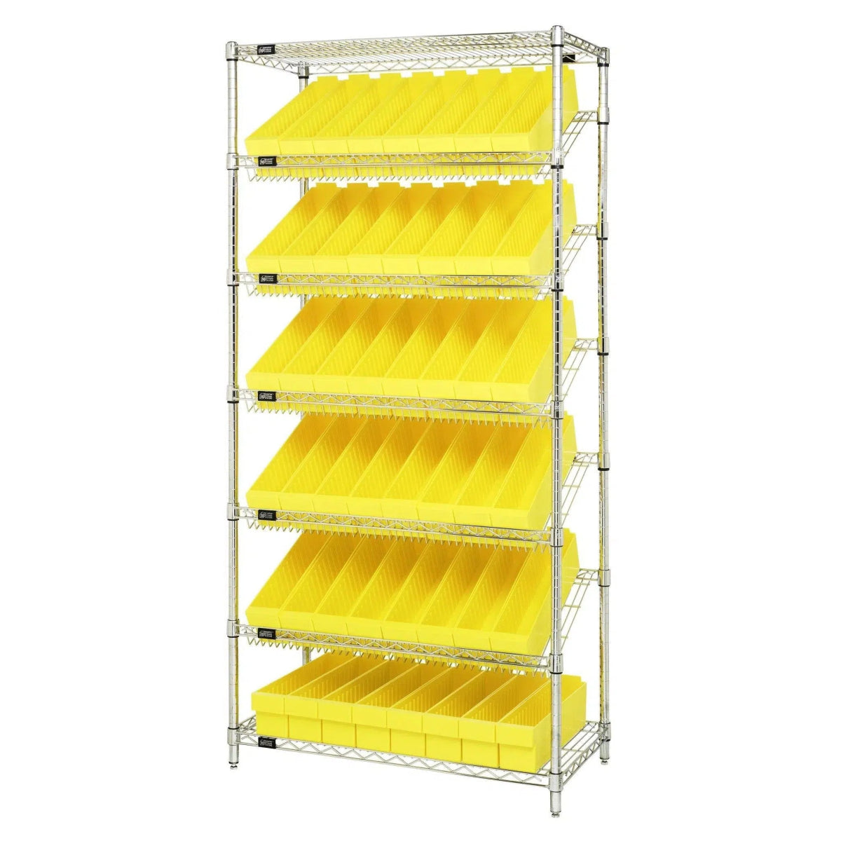 WRS - 7 - 604 | 18" x 36" x 74" Shelving Unit with 48 Bins - Wire Shelving with Bins > 18" - 21" Deep Wire Shelving Units with Bins > Open Front Plastic Bins - Industrial 4 Less