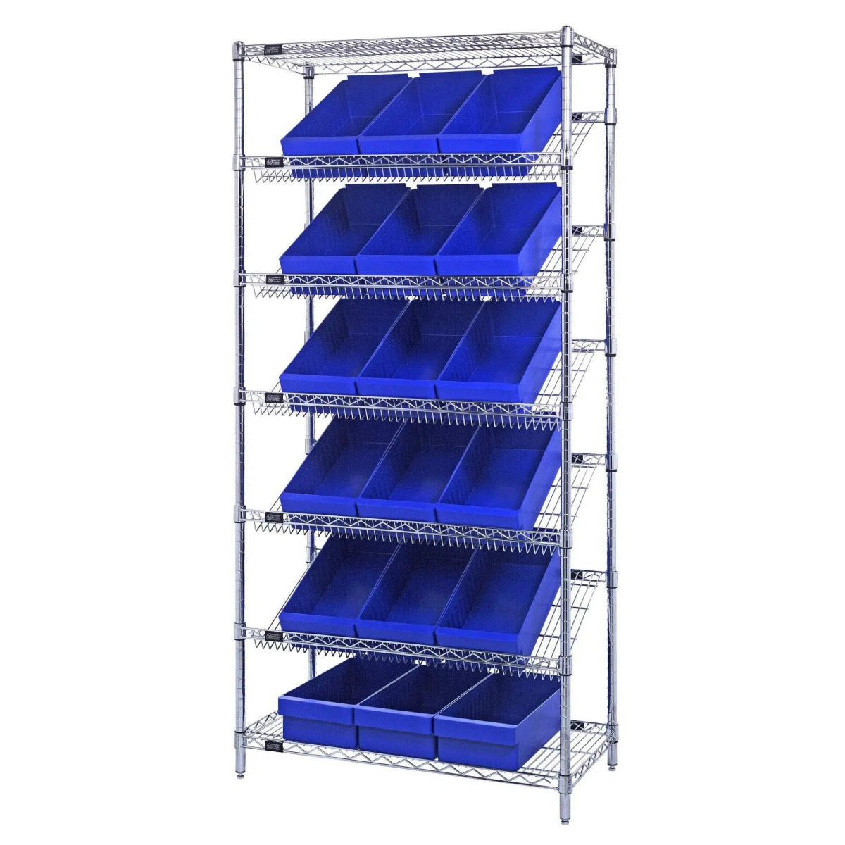 WRS - 7 - 606 | 18" x 36" x 74" Shelving Unit with 18 Bins - Wire Shelving with Bins > 18" - 21" Deep Wire Shelving Units with Bins > Open Front Plastic Bins - Industrial 4 Less