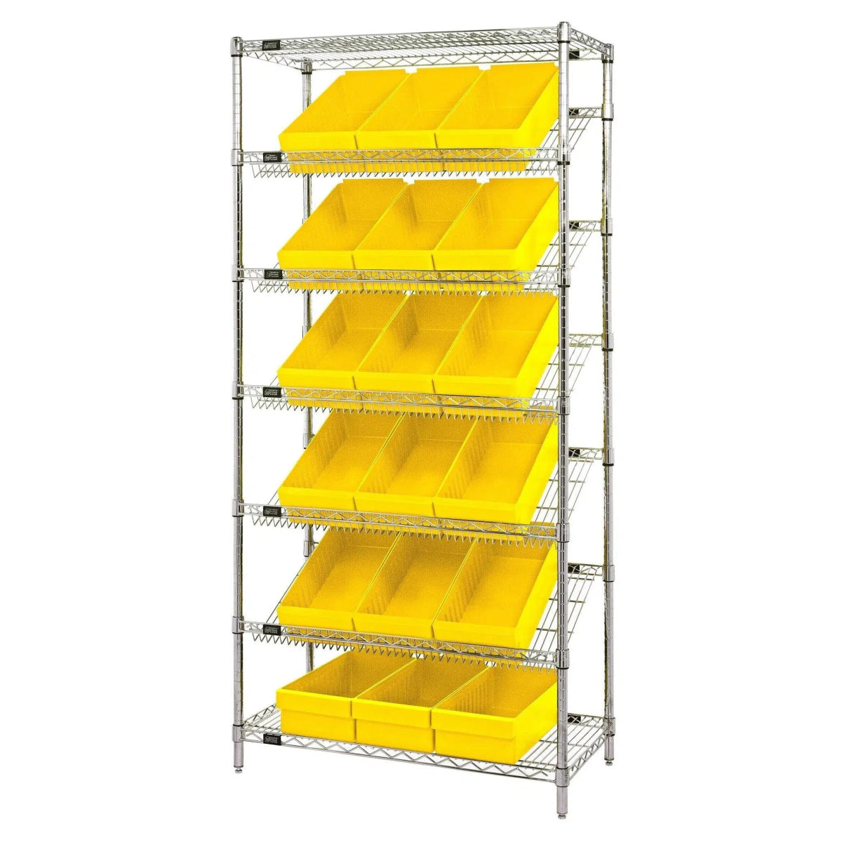 WRS - 7 - 606 | 18" x 36" x 74" Shelving Unit with 18 Bins - Wire Shelving with Bins > 18" - 21" Deep Wire Shelving Units with Bins > Open Front Plastic Bins - Industrial 4 Less