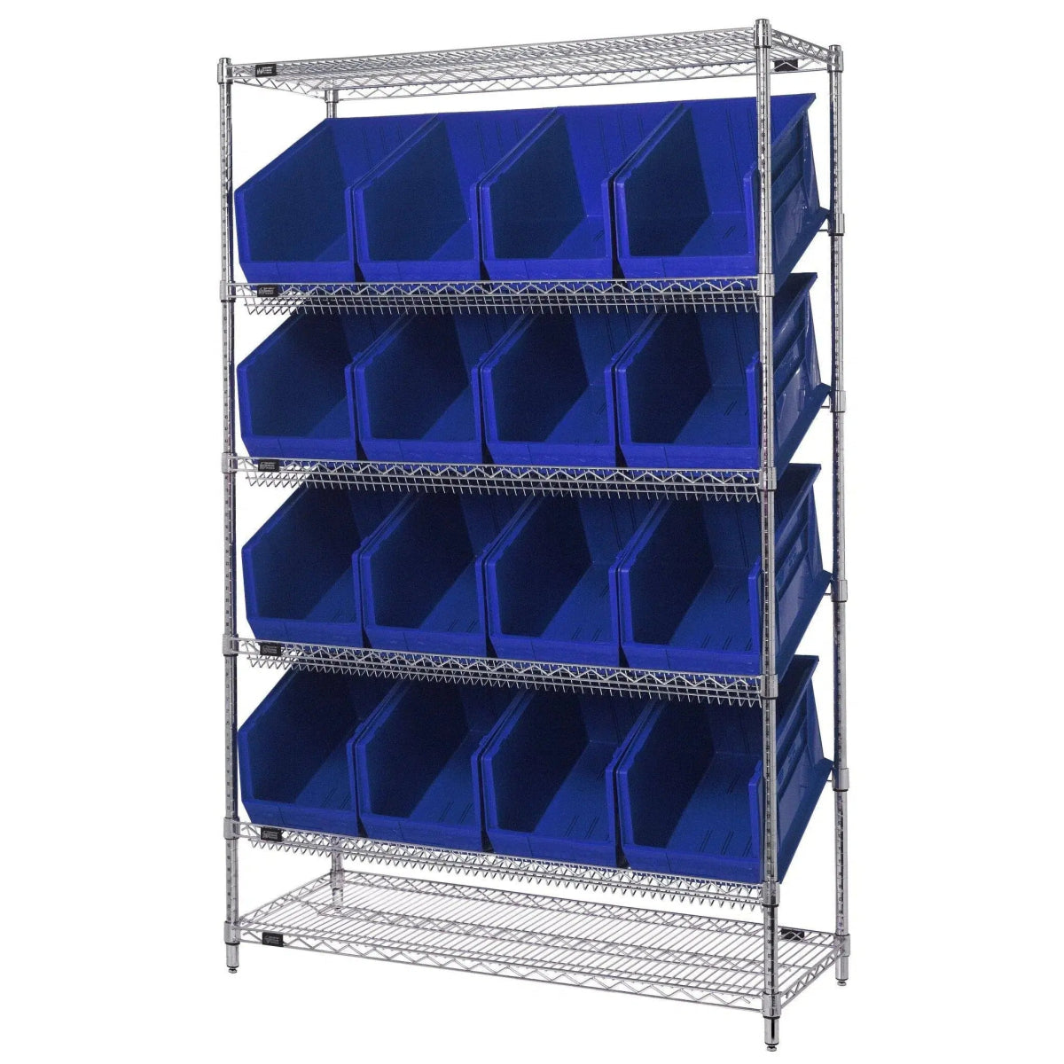 WRSL6 - 74 - 1848 - 260 | 18" x 48" x 74" Shelving Unit with 16 Bins - Wire Shelving with Bins > 18" - 21" Deep Wire Shelving Units with Bins > Open Front Plastic Bins - Industrial 4 Less