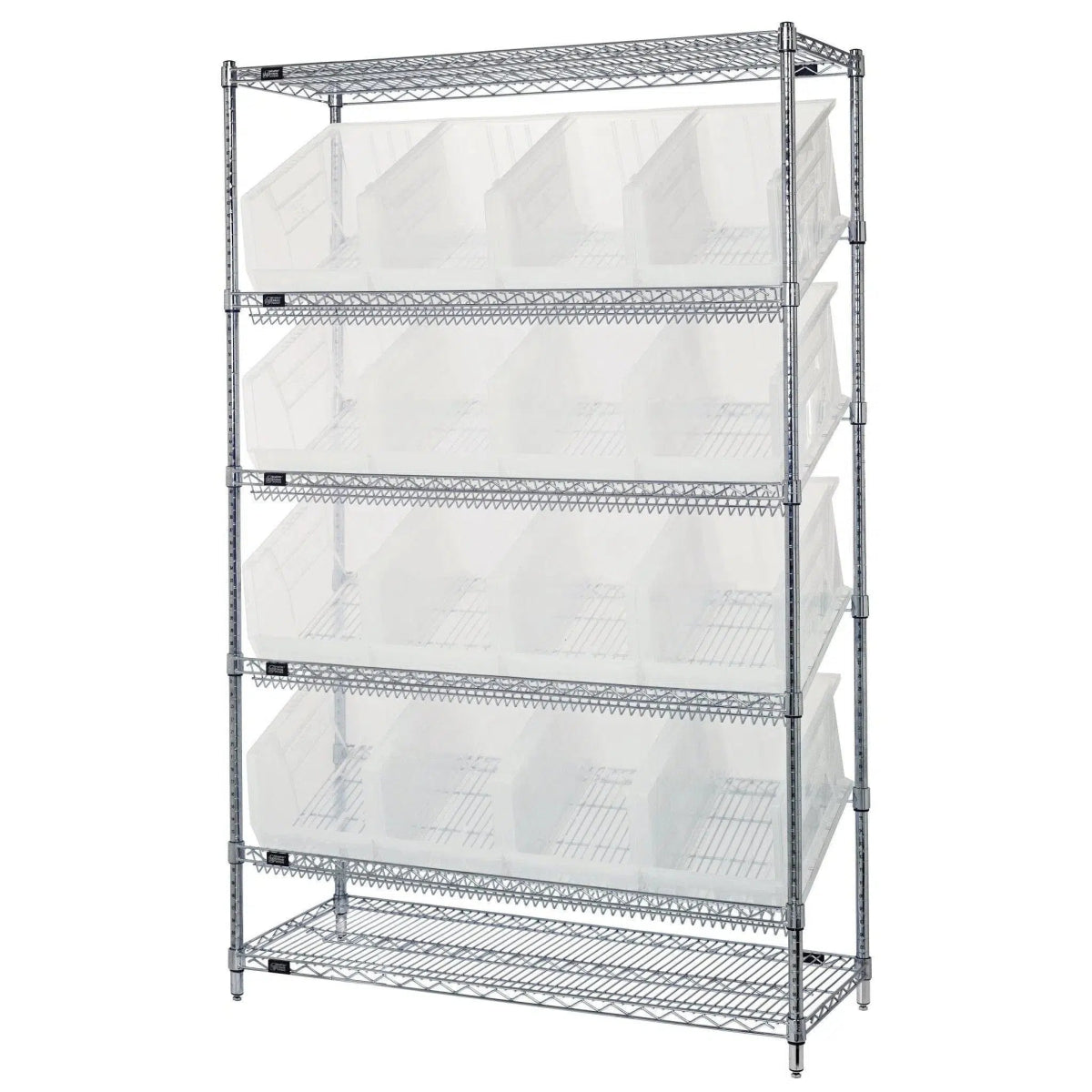 WRSL6 - 74 - 1848 - 260 | 18" x 48" x 74" Shelving Unit with 16 Bins - Wire Shelving with Bins > 18" - 21" Deep Wire Shelving Units with Bins > Open Front Plastic Bins - Industrial 4 Less