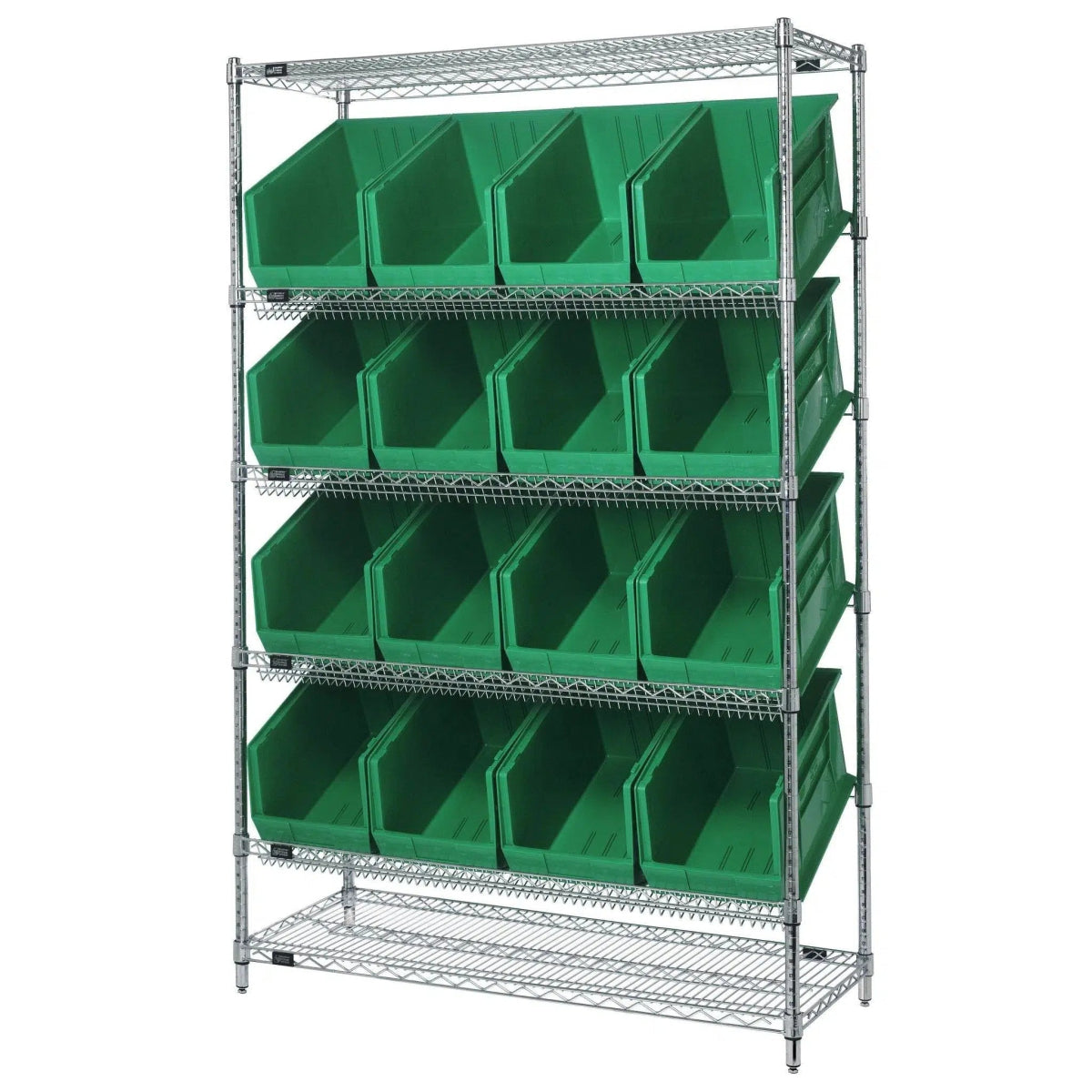 WRSL6 - 74 - 1848 - 260 | 18" x 48" x 74" Shelving Unit with 16 Bins - Wire Shelving with Bins > 18" - 21" Deep Wire Shelving Units with Bins > Open Front Plastic Bins - Industrial 4 Less