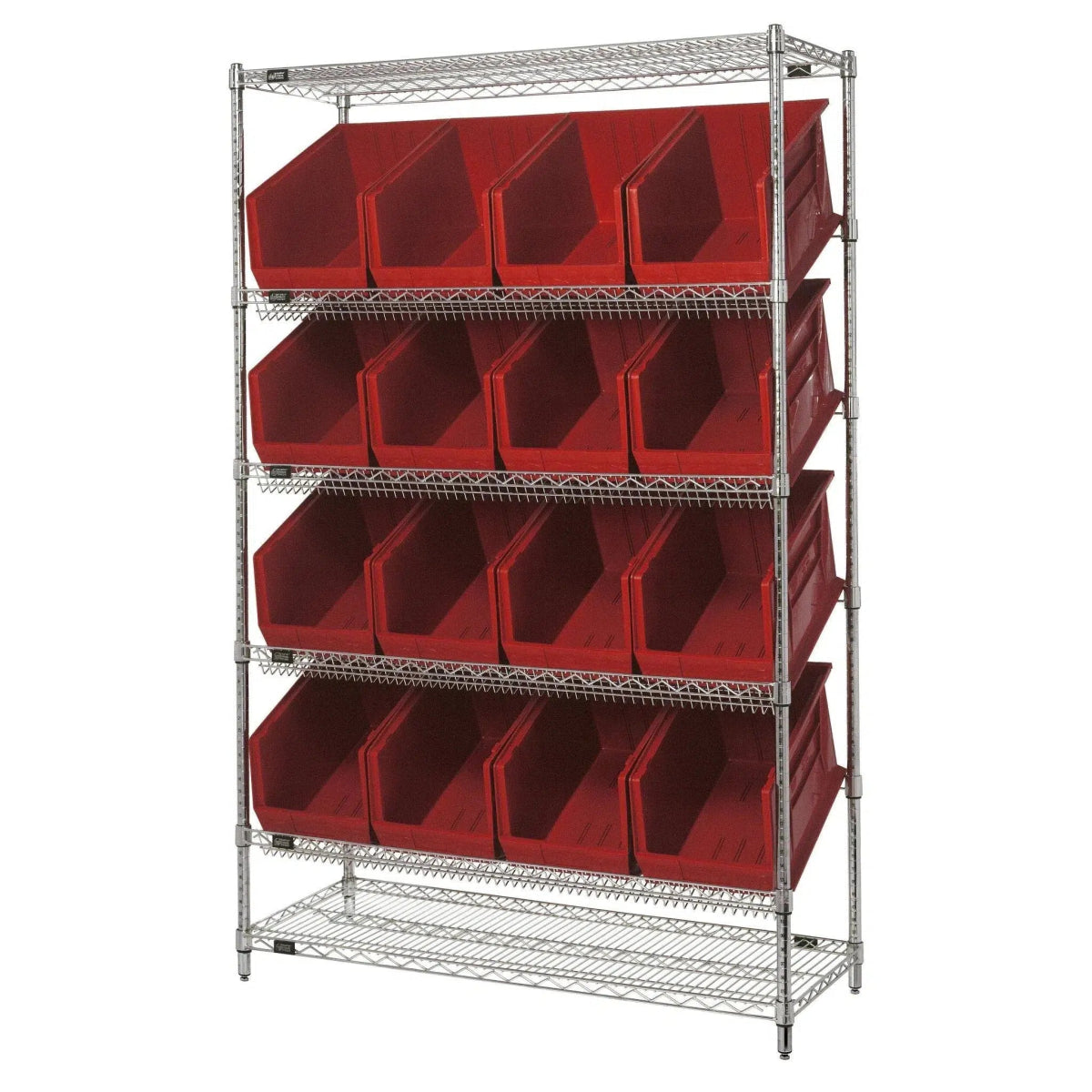 WRSL6 - 74 - 1848 - 260 | 18" x 48" x 74" Shelving Unit with 16 Bins - Wire Shelving with Bins > 18" - 21" Deep Wire Shelving Units with Bins > Open Front Plastic Bins - Industrial 4 Less