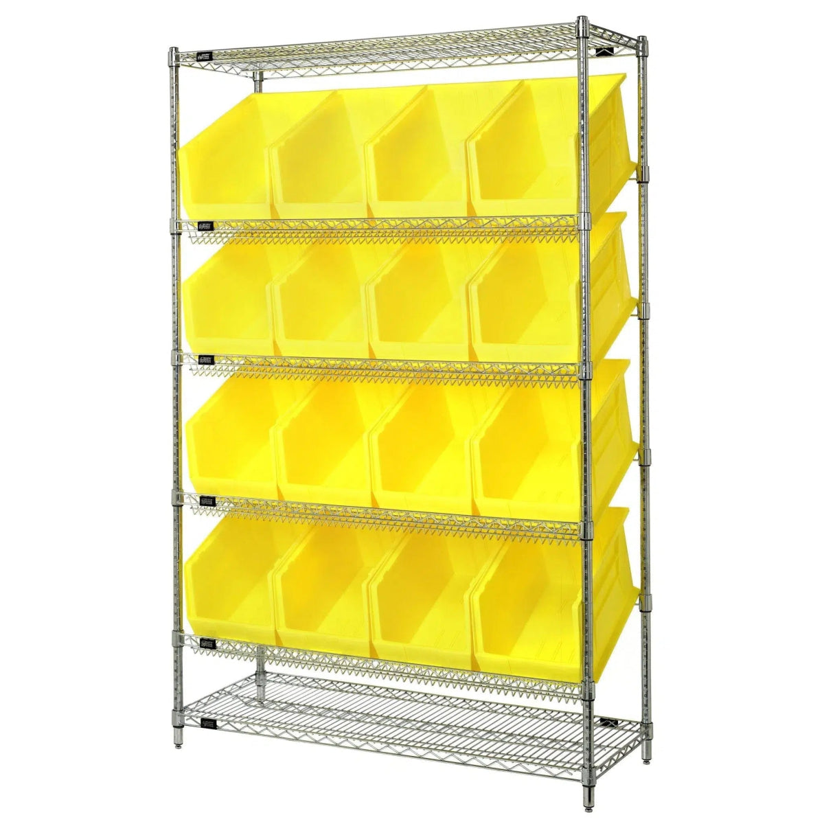 WRSL6 - 74 - 1848 - 260 | 18" x 48" x 74" Shelving Unit with 16 Bins - Wire Shelving with Bins > 18" - 21" Deep Wire Shelving Units with Bins > Open Front Plastic Bins - Industrial 4 Less