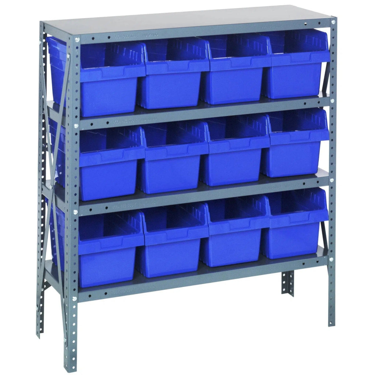 Global Industrial 13 Shelf Steel Shelving with (96) 4 H Plastic Shelf Bins, Yellow, 36x12x72 603443YL