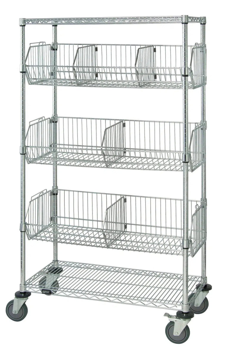 M1836BC6C | Mobile Wire Basket Shelving - Industrial 4 Less - M1836BC6C