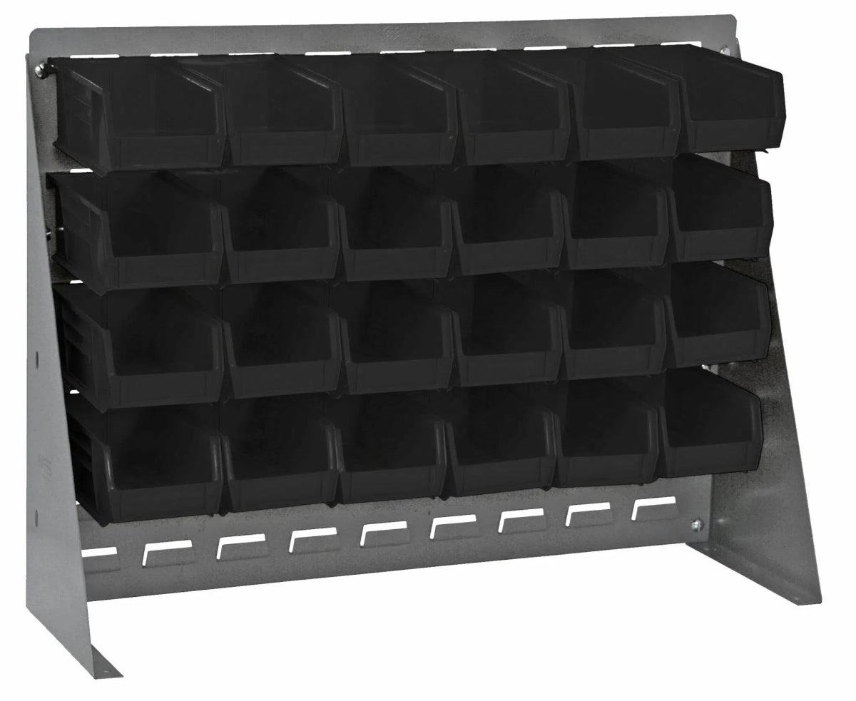 QBR-2721-220-24 | Bench Rack with 24 Hanging Bins - Industrial 4 Less - QBR-2721-220-24-BK