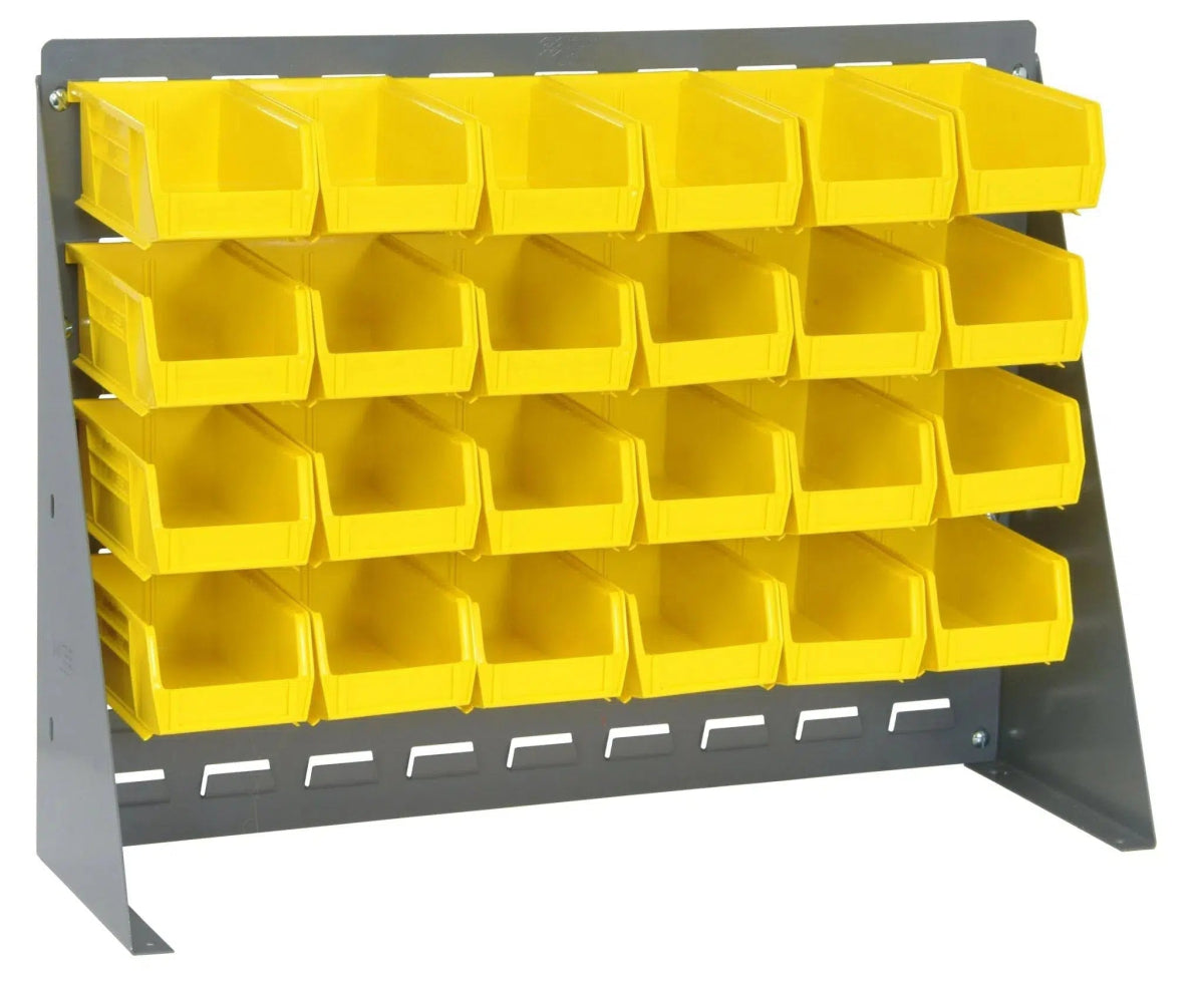 QBR-2721-220-24 | Bench Rack with 24 Hanging Bins - Industrial 4 Less - QBR-2721-220-24-YL
