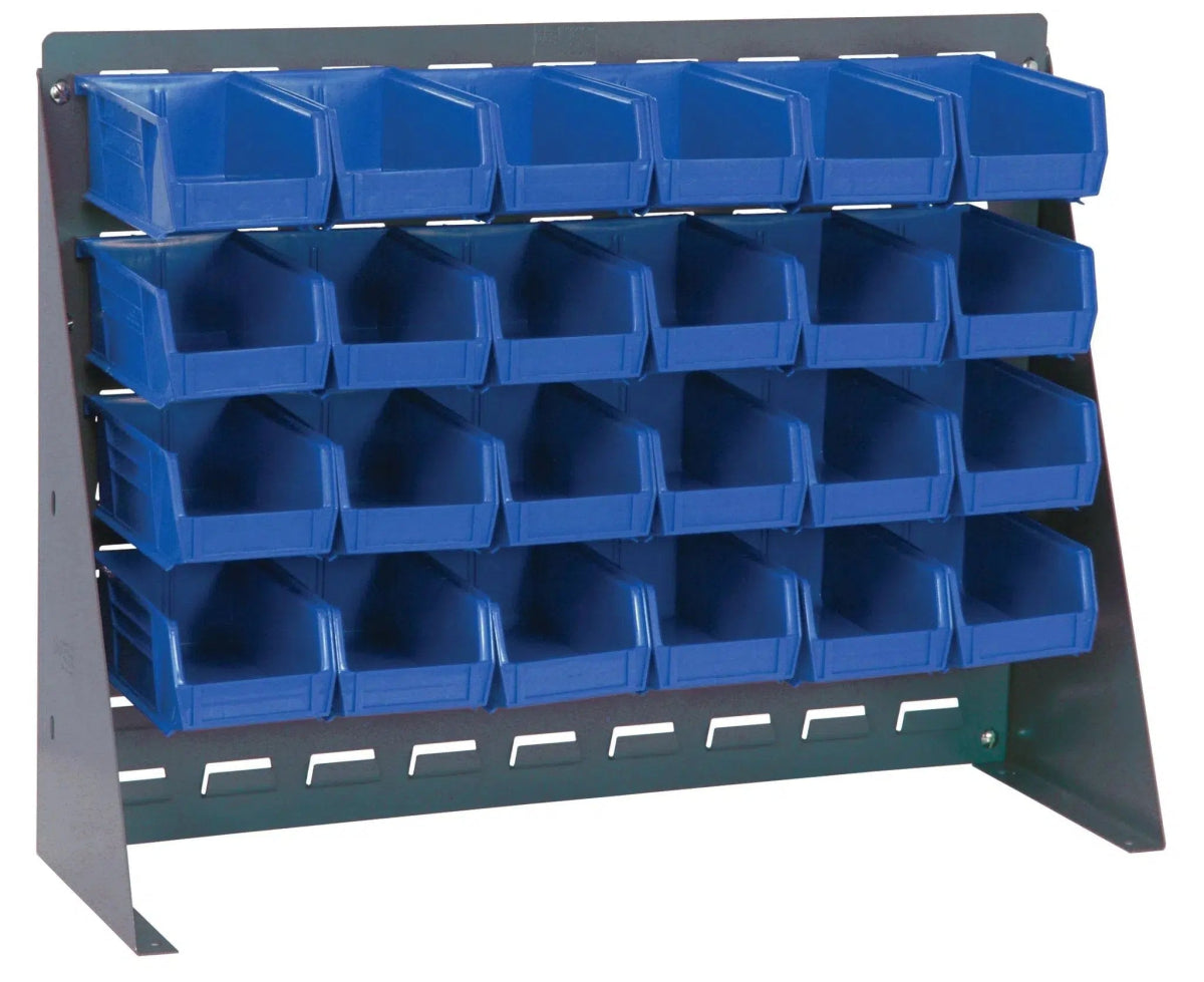 QBR-2721-220-24 | Bench Rack with 24 Hanging Bins - Industrial 4 Less - QBR-2721-220-24-BL