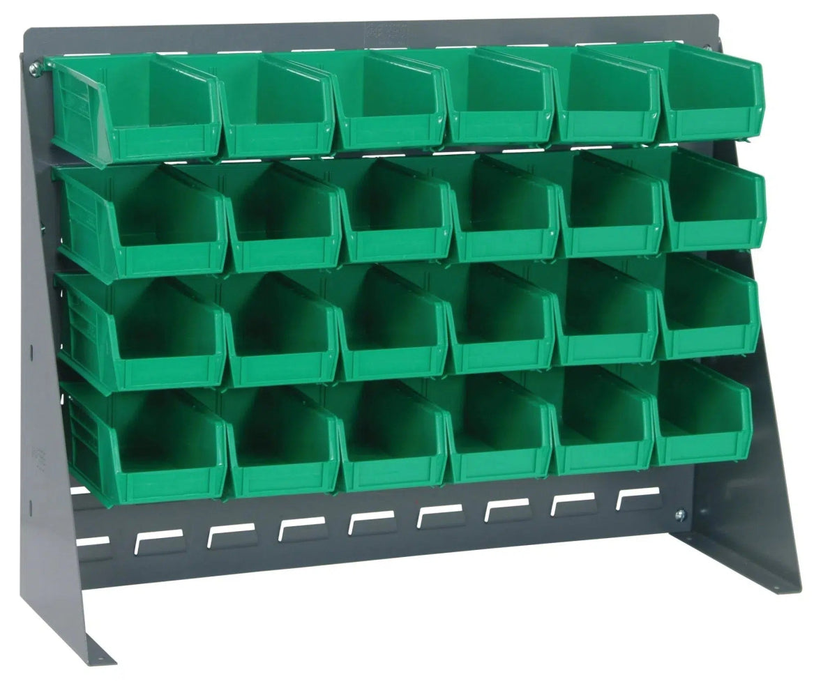QBR-2721-220-24 | Bench Rack with 24 Hanging Bins - Industrial 4 Less - QBR-2721-220-24-GN