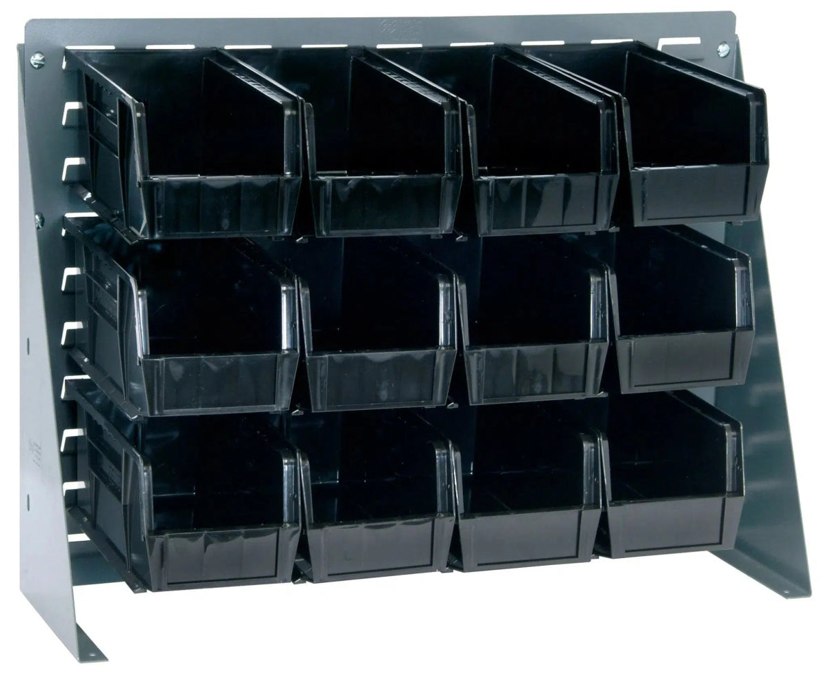 QBR-2721-230-12 | Bench Rack with 12 Hanging Bins - Industrial 4 Less - QBR-2721-230-12-BK
