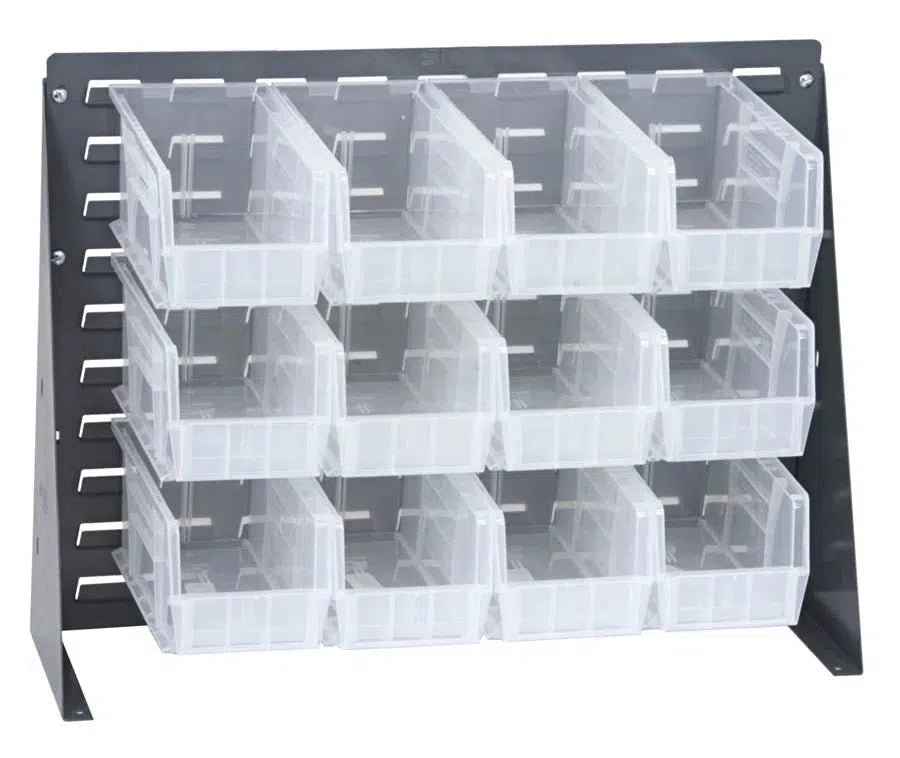 QBR-2721-230-12 | Bench Rack with 12 Hanging Bins - Industrial 4 Less - QBR-2721-230-12-CL