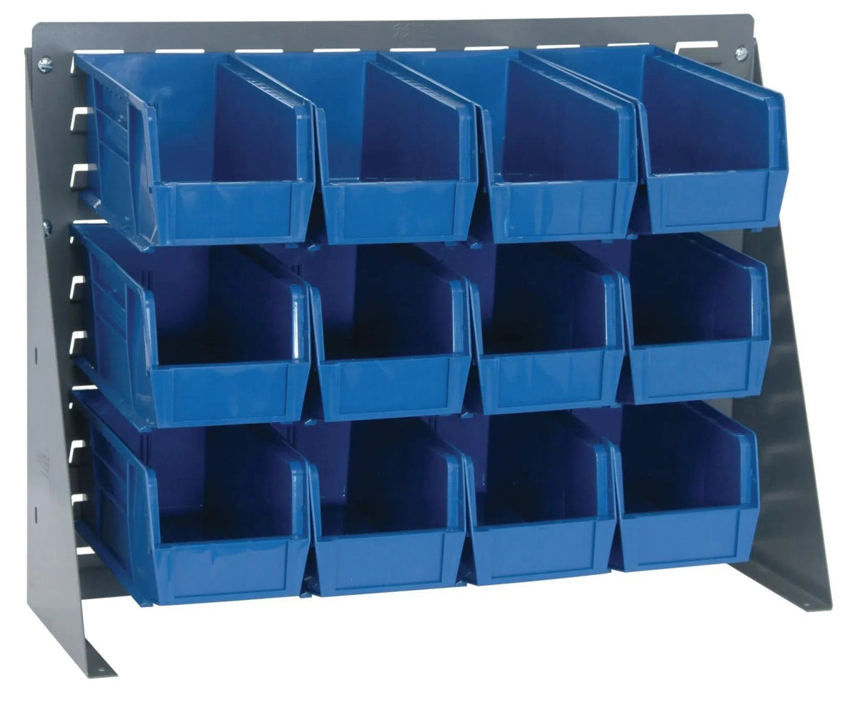 QBR-2721-230-12 | Bench Rack with 12 Hanging Bins - Industrial 4 Less - QBR-2721-230-12-BL