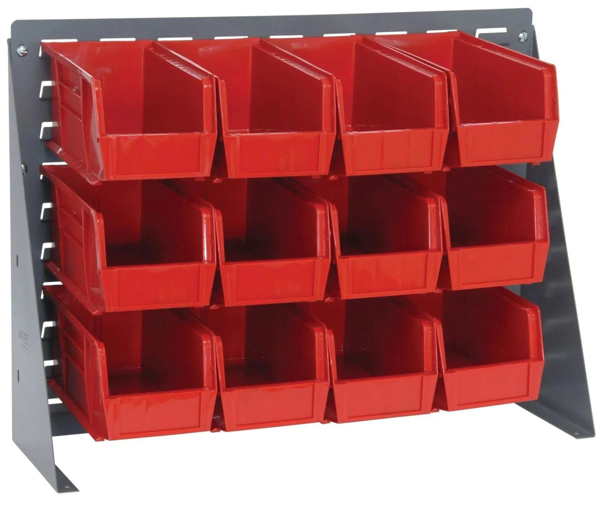 QBR-2721-230-12 | Bench Rack with 12 Hanging Bins - Industrial 4 Less - QBR-2721-230-12-RD