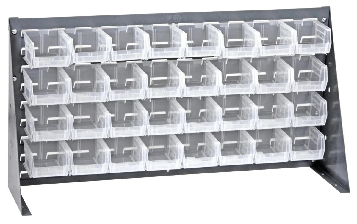 QBR-3619-210-32 | Bench Rack with 32 Hanging Bins - Industrial 4 Less - QBR-3619-210-32-CL