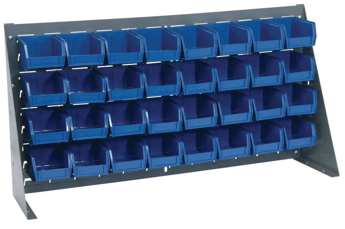 QBR-3619-210-32 | Bench Rack with 32 Hanging Bins - Industrial 4 Less - QBR-3619-210-32-BL
