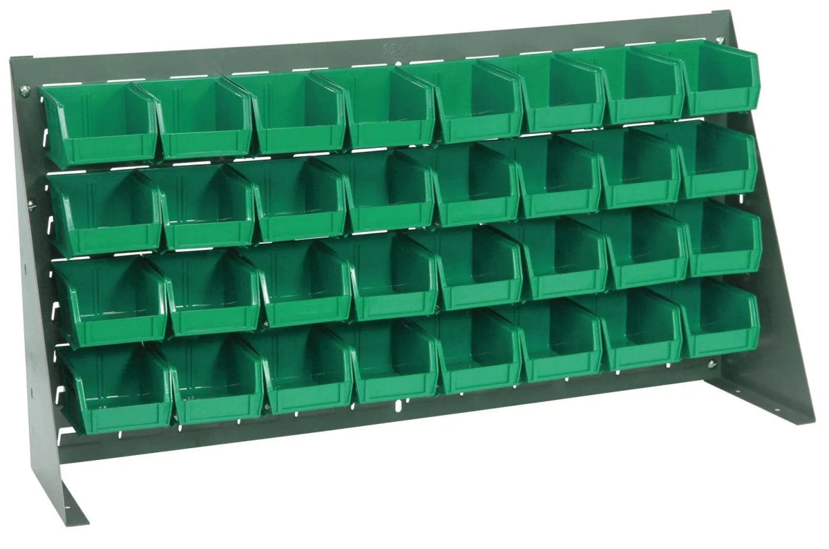 QBR-3619-210-32 | Bench Rack with 32 Hanging Bins - Industrial 4 Less - QBR-3619-210-32-GN