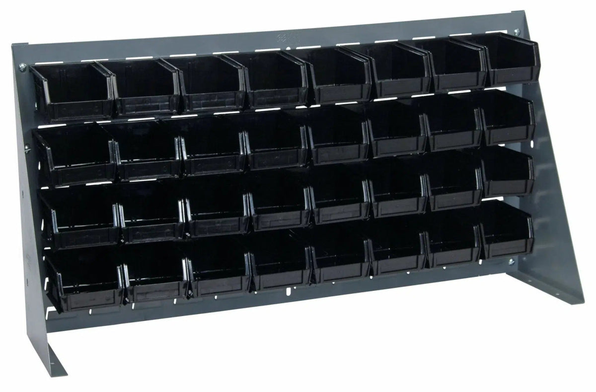 QBR-3619-210-32 | Bench Rack with 32 Hanging Bins - Industrial 4 Less - QBR-3619-210-32-BK