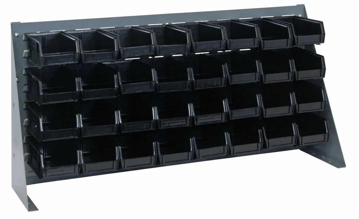 QBR-3619-220-32 | Bench Rack with 32 Hanging Bins - Industrial 4 Less - QBR-3619-220-32-BK
