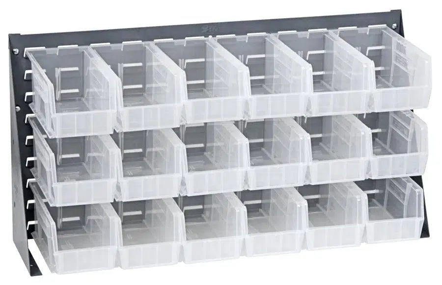 QBR-3619-230-18 | Bench Rack with 18 Hanging Bins - Industrial 4 Less - QBR-3619-230-18-CL