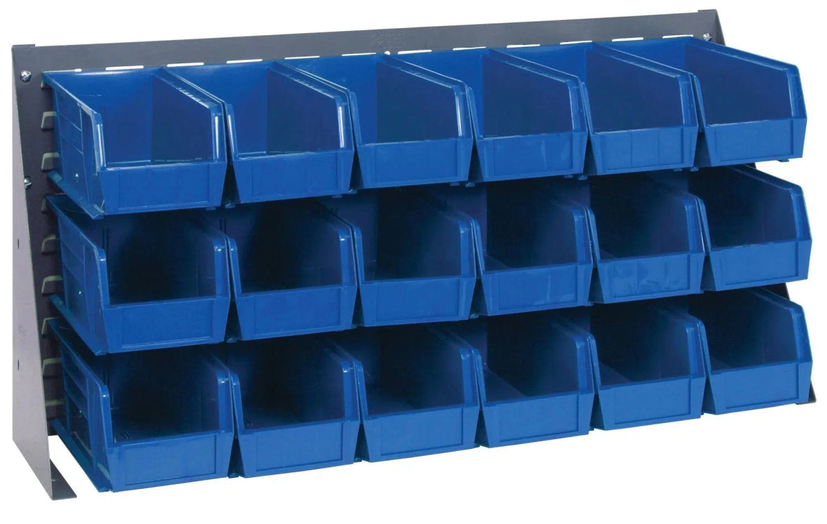 QBR-3619-230-18 | Bench Rack with 18 Hanging Bins - Industrial 4 Less - QBR-3619-230-18-BL