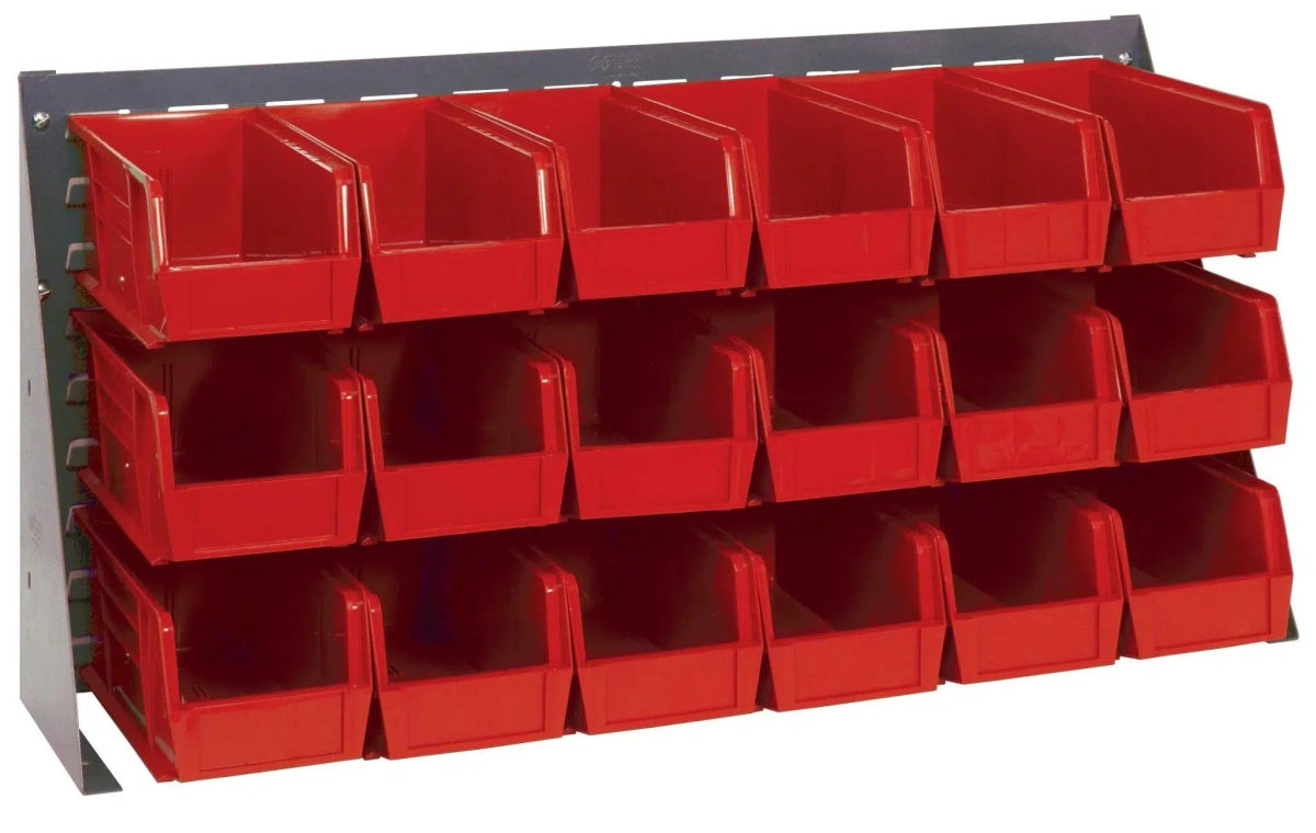 QBR-3619-230-18 | Bench Rack with 18 Hanging Bins - Industrial 4 Less - QBR-3619-230-18-RD
