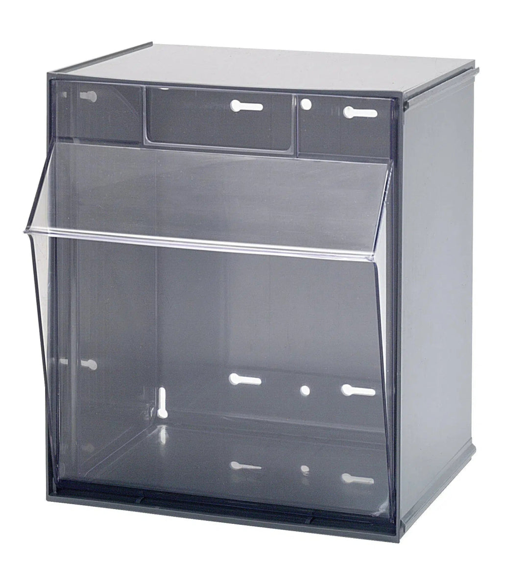 Quantum Tip Out Bins QTB301 - Clear Tilt Out Storage Bins with 1 Compartments - 11-3/4" x 11-13/16"x 13-7/8" - QTB301-GY - Industrial 4 Less