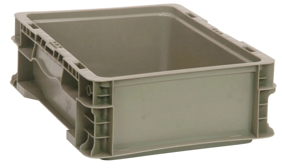 Lavex 25 1/4 x 15 1/2 x 12 1/8 Gray Stackable Industrial Tote / Storage  Box with Attached Lid