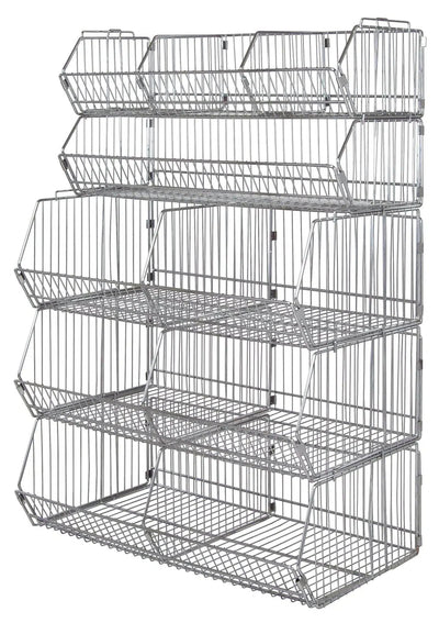 WR5 - 36MSBA | Stacking Metal Wire Basket Shelving - Wire Basket Shelving Unit - Industrial 4 Less